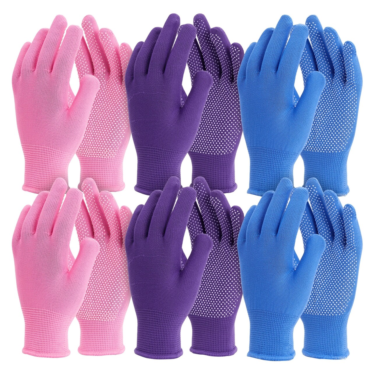 Juvale 6-Pairs Gardening Gloves for Women - Thorn Proof and Cut Resistant Outdoor Cotton Garden Work Gloves (3 Colors)